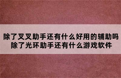 除了叉叉助手还有什么好用的辅助吗 除了光环助手还有什么游戏软件